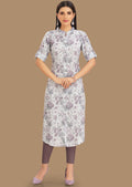 Light Sea Green Linen Cotton Straight Cut Kurti