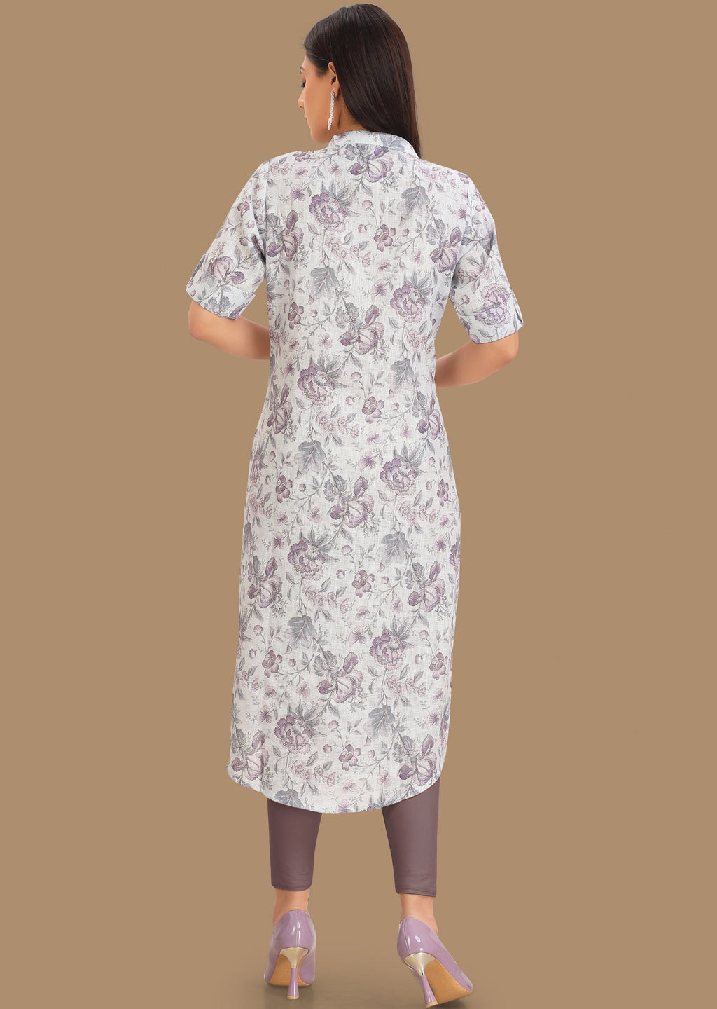 Light Sea Green Linen Cotton Straight Cut Kurti