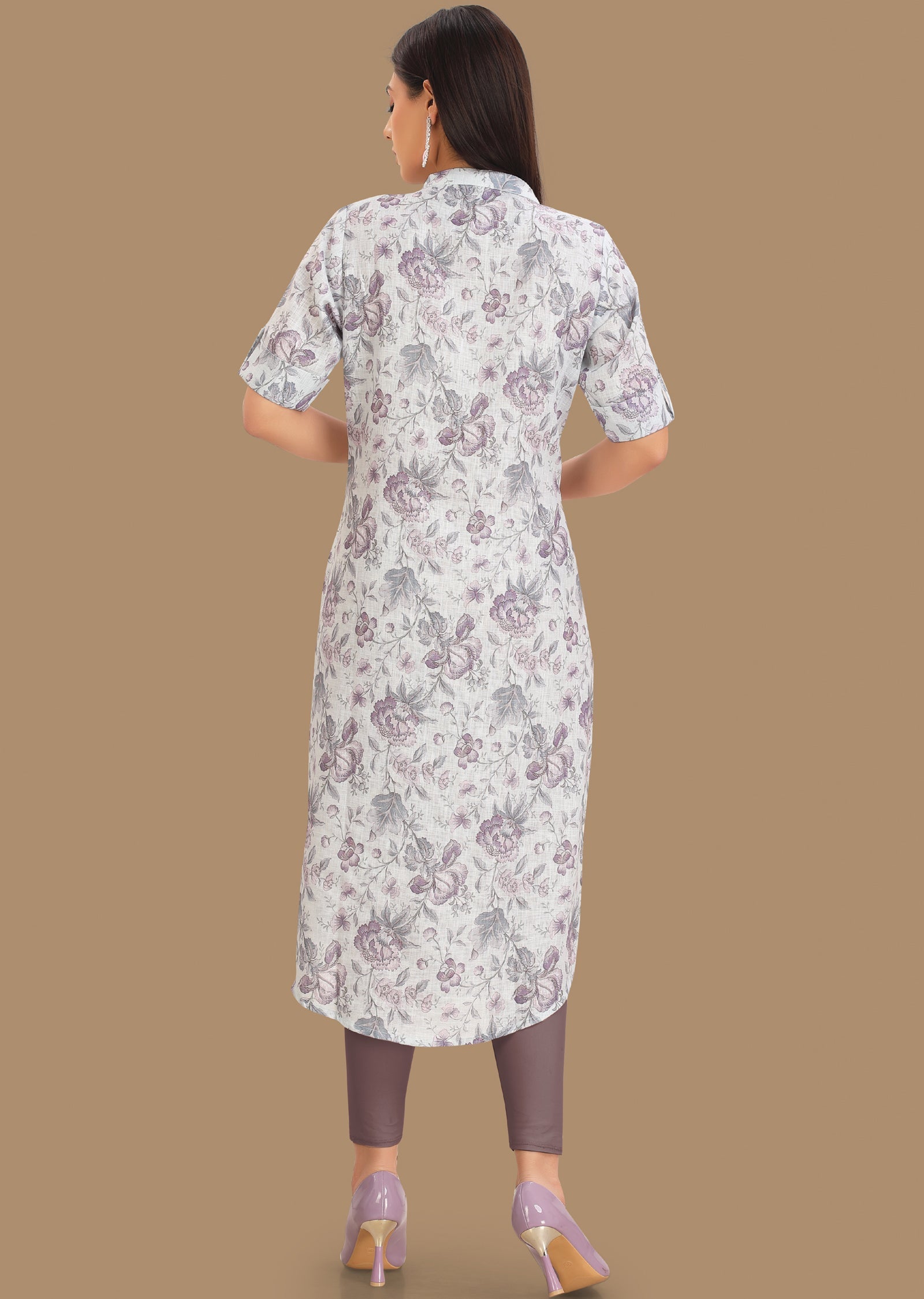 Light Sea Green Linen Cotton Straight Cut Kurti