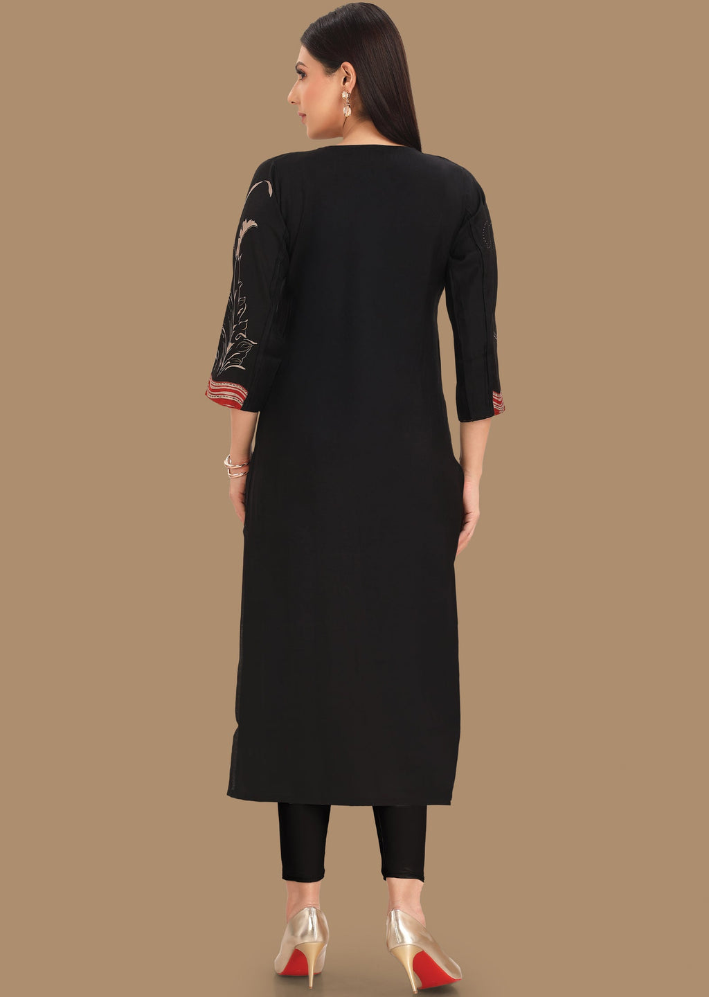 Black Muslin Straight Cut Kurti