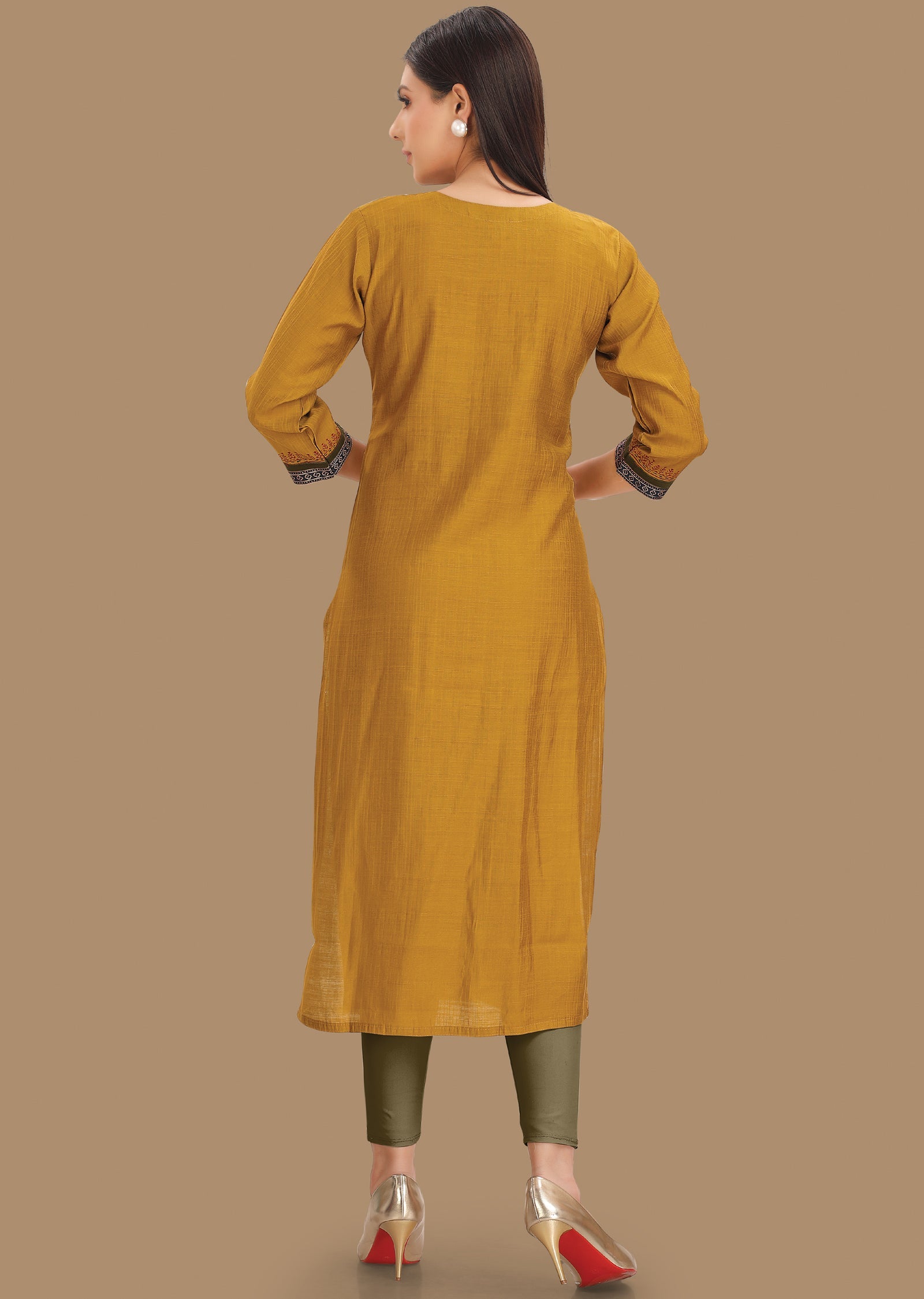 Mustard Silk Straight Cut Kurti