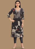 Black Crepe Straight Cut Kurti