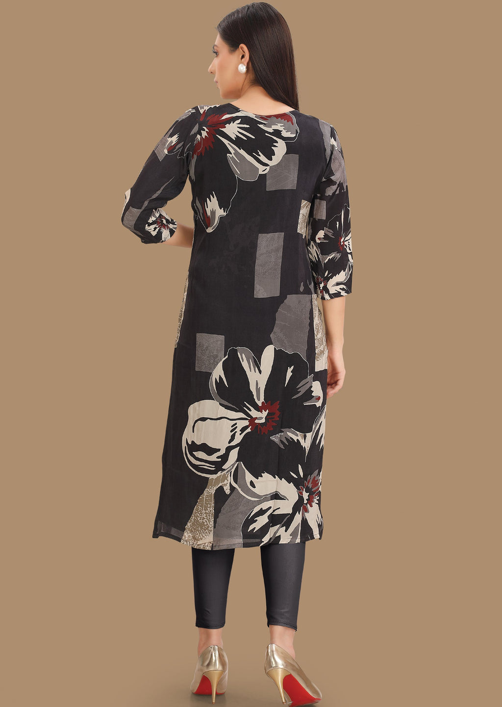 Black Crepe Straight Cut Kurti