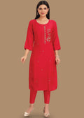 Rani Pink Muslin Straight Cut Kurti
