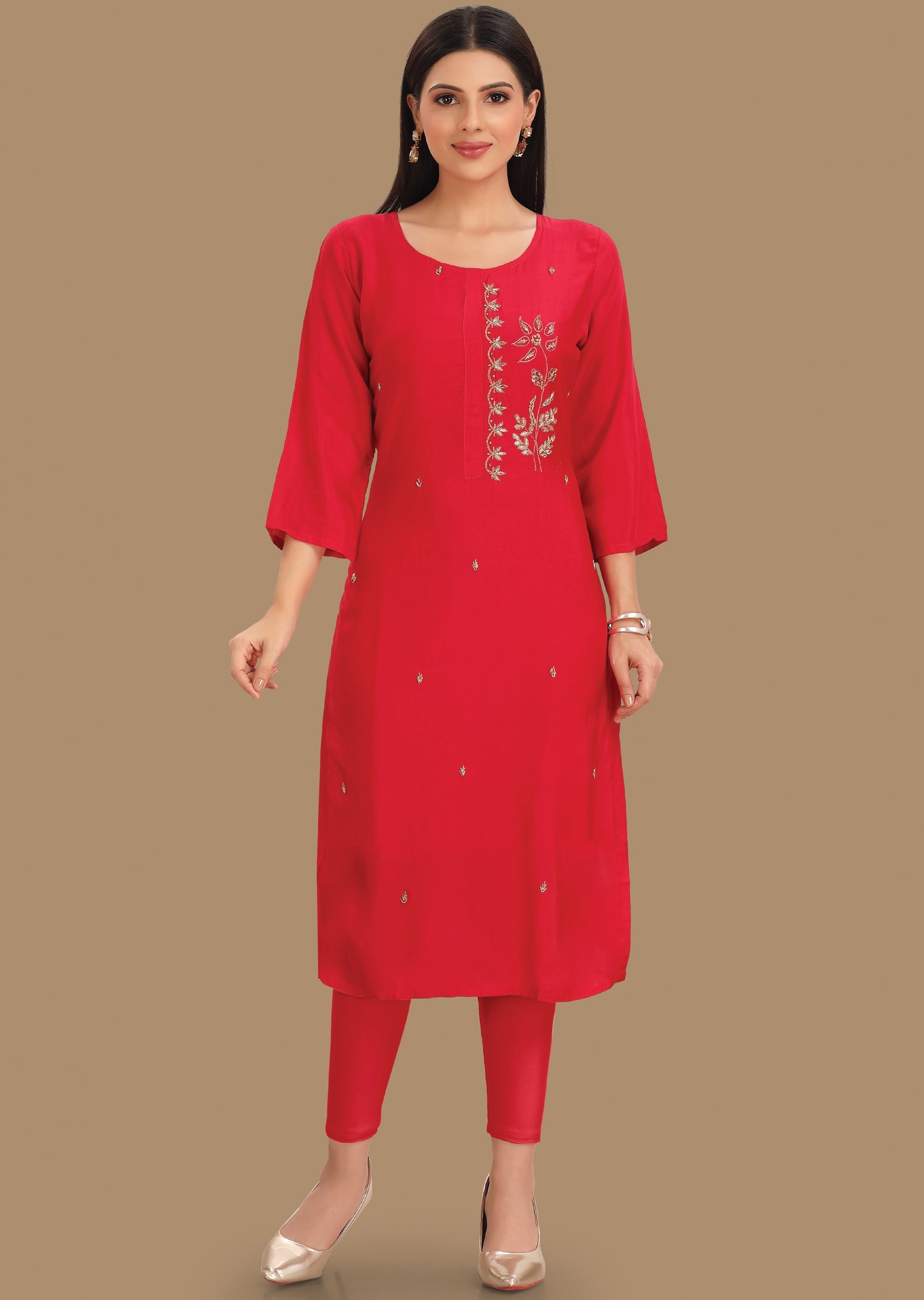 Rani Pink Muslin Straight Cut Kurti