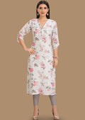 White Linen Cotton Kurti Straight Cut