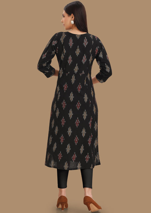 Black Cotton Kurti Straight Cut