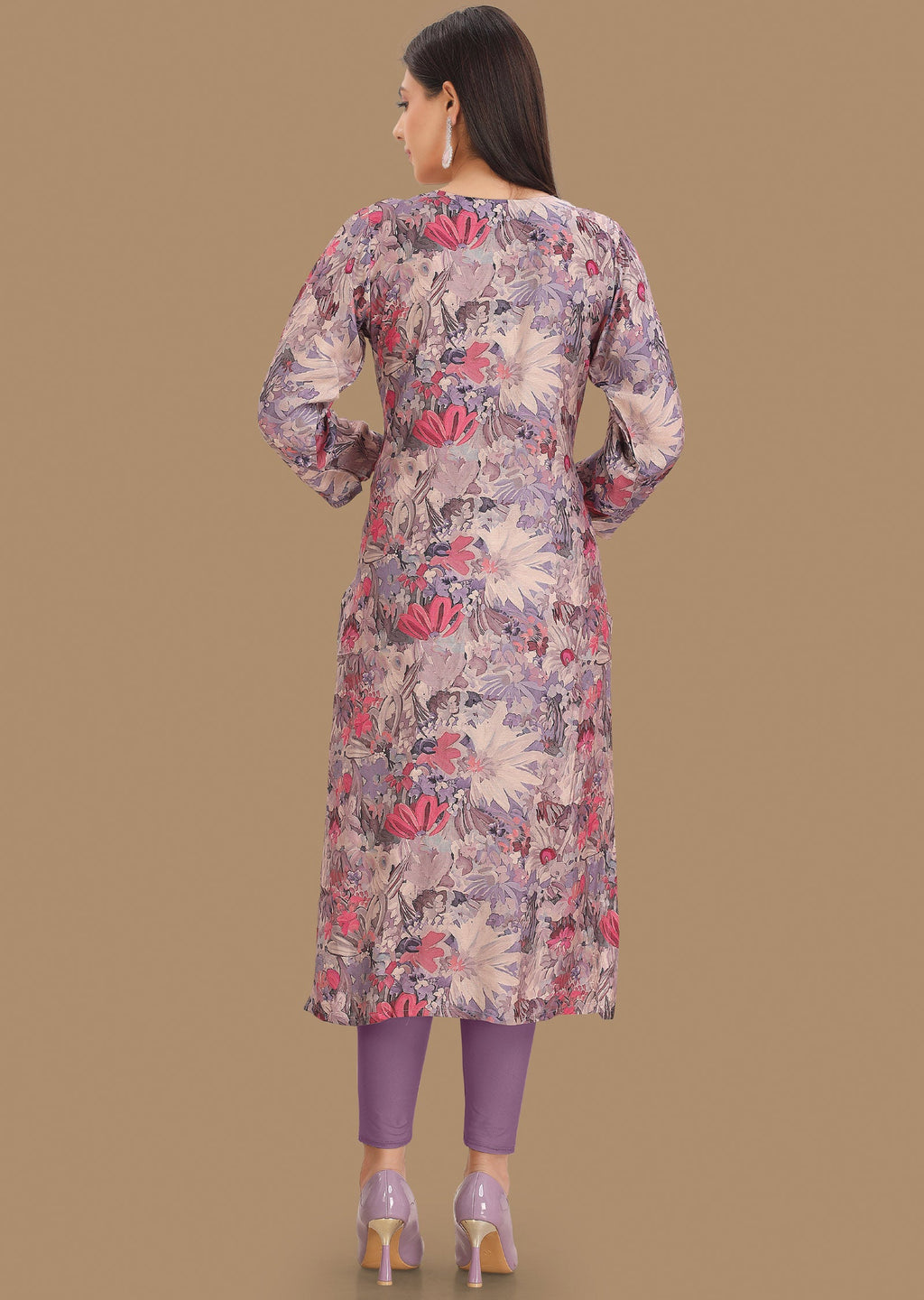 Lavender Muslin Kurti Straight Cut