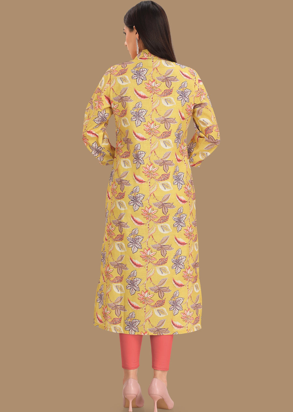 Yellow Linen Kurti Straight Cut