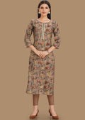 Grey Muslin Kurti Straight Cut