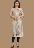 Grey Dola Silk Kurti Straight Cut