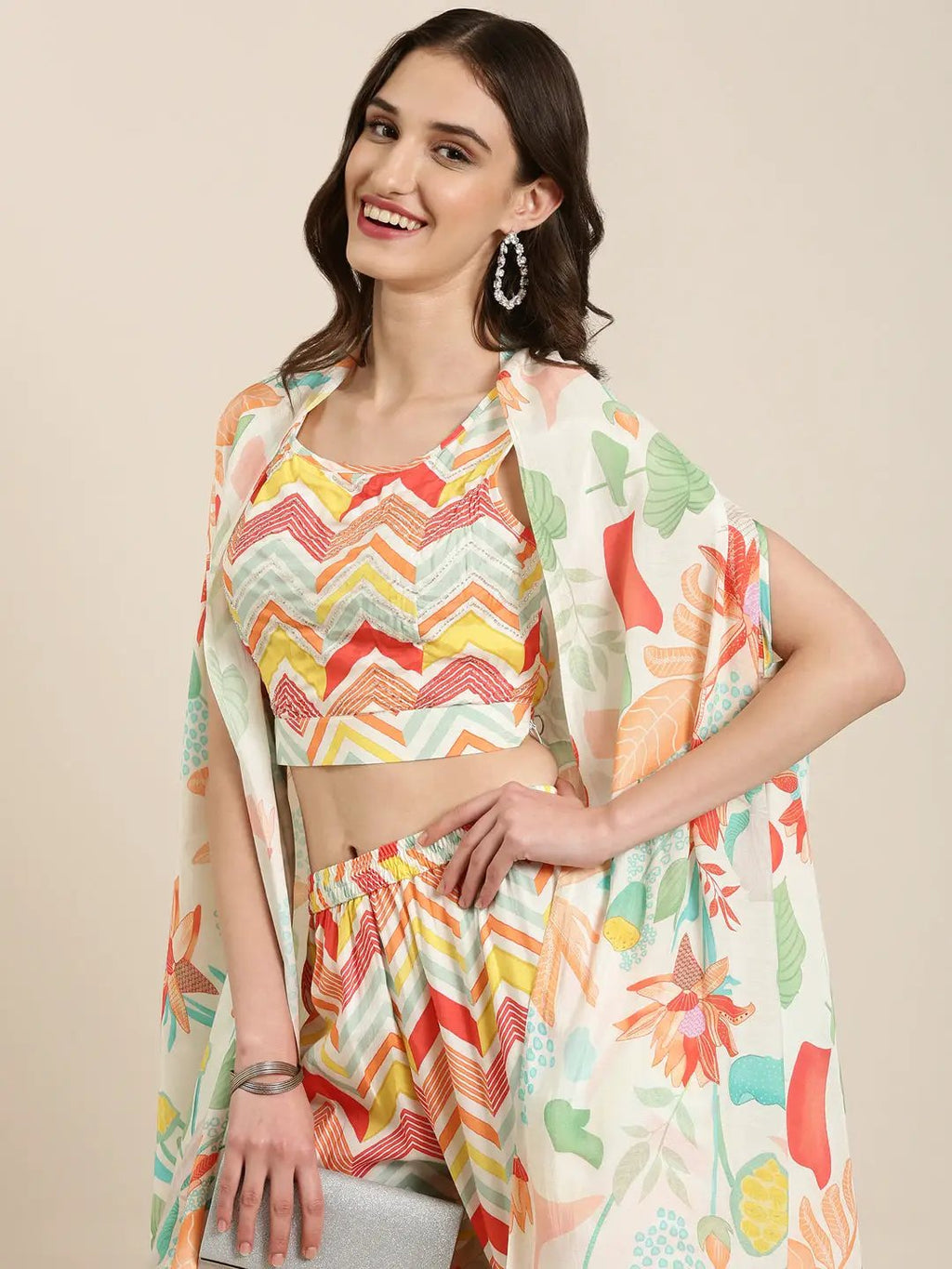 Women's Multi Chevron Printed Kurta Set