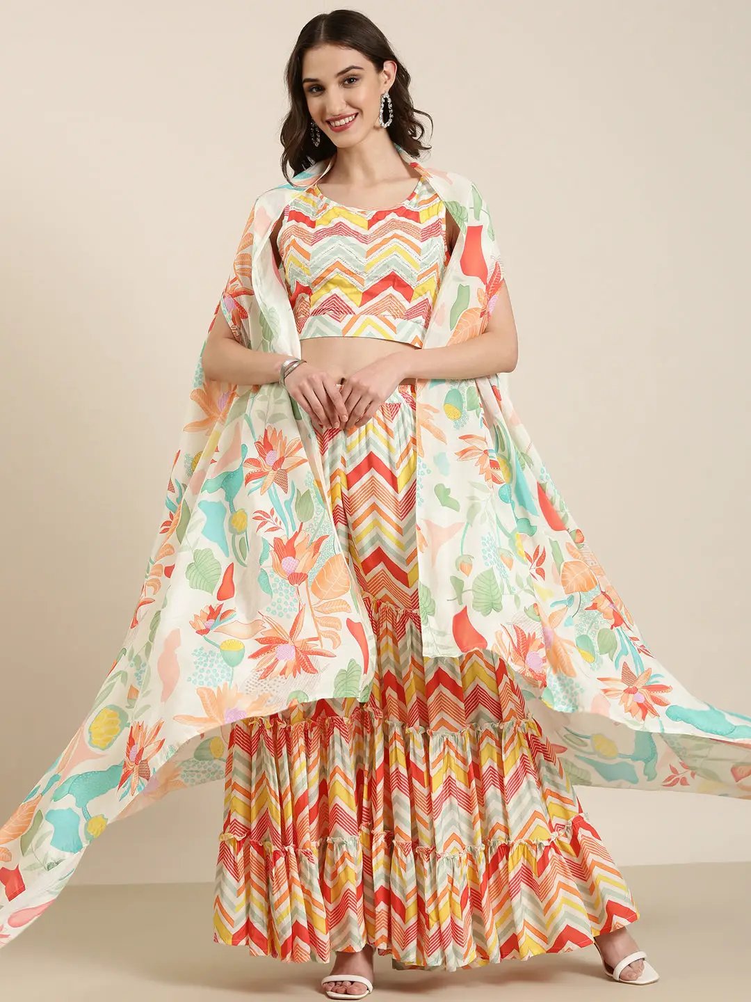 Women's Multi Chevron Printed Kurta Set