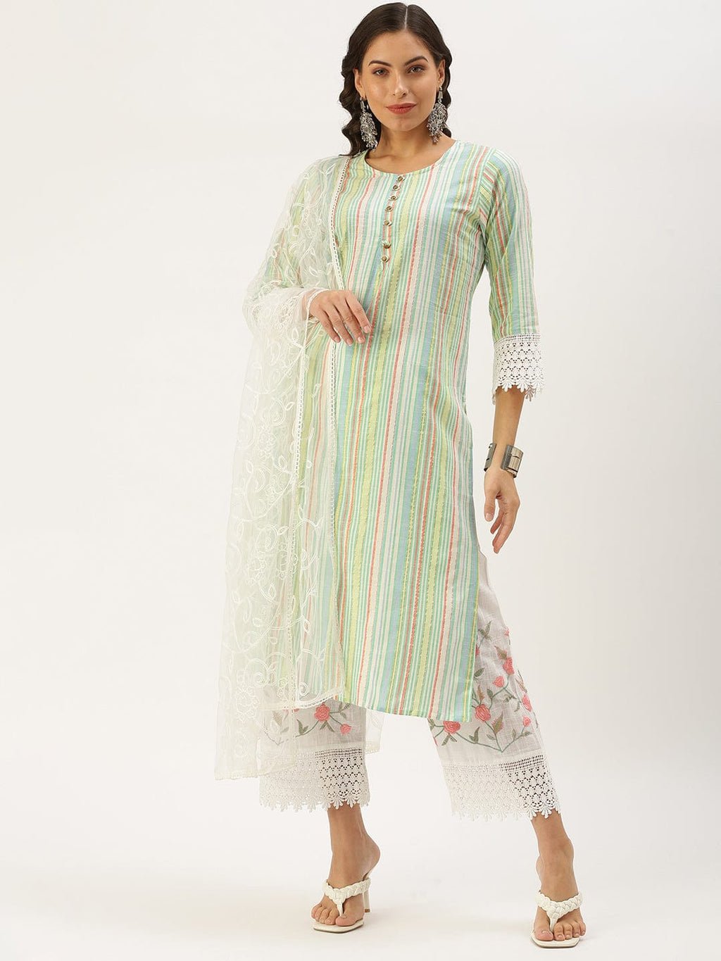 Women's Straight Multi Solid Kurta Sets with Palazzos
