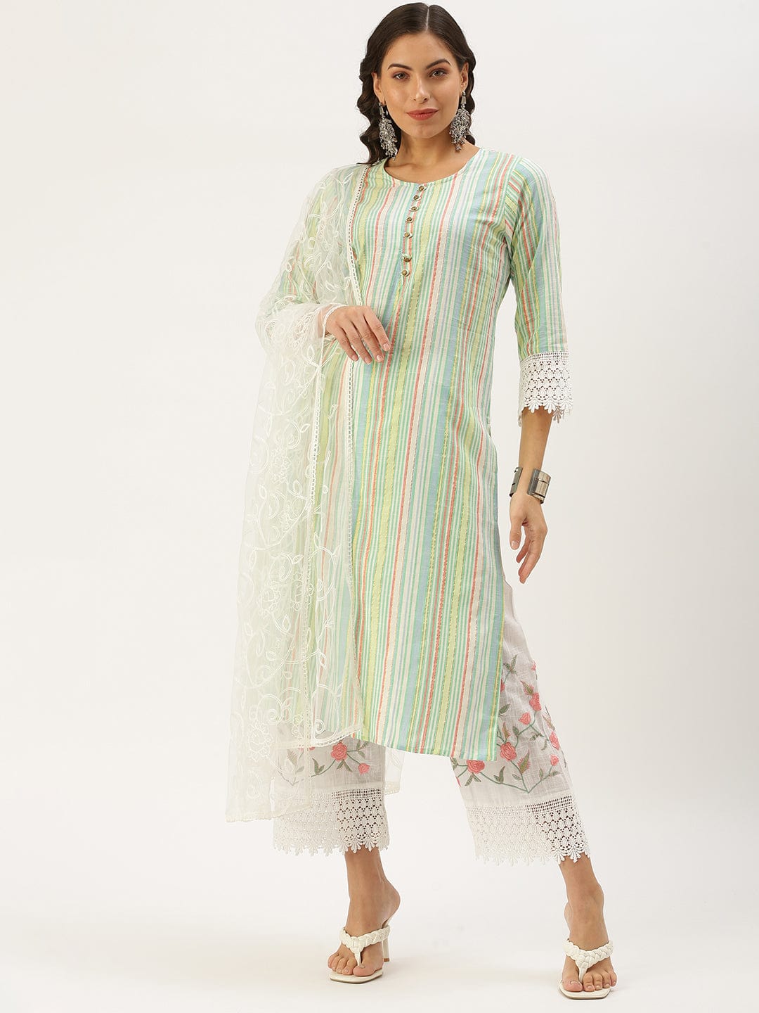 Women's Straight Multi Solid Kurta Sets with Palazzos