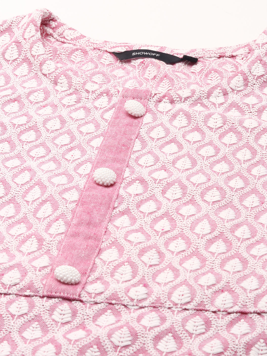 Women's Pink Embroidered Thread Work Kurta Set With Dupatta