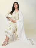 Women's Cream Floral Kurta Set with Dupatta