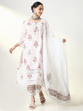 Women's Floral Prints Pink Straight Kurta Set with Dupatta