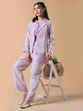 Women's Lavender Embroidered Co-ords Set with Blazer