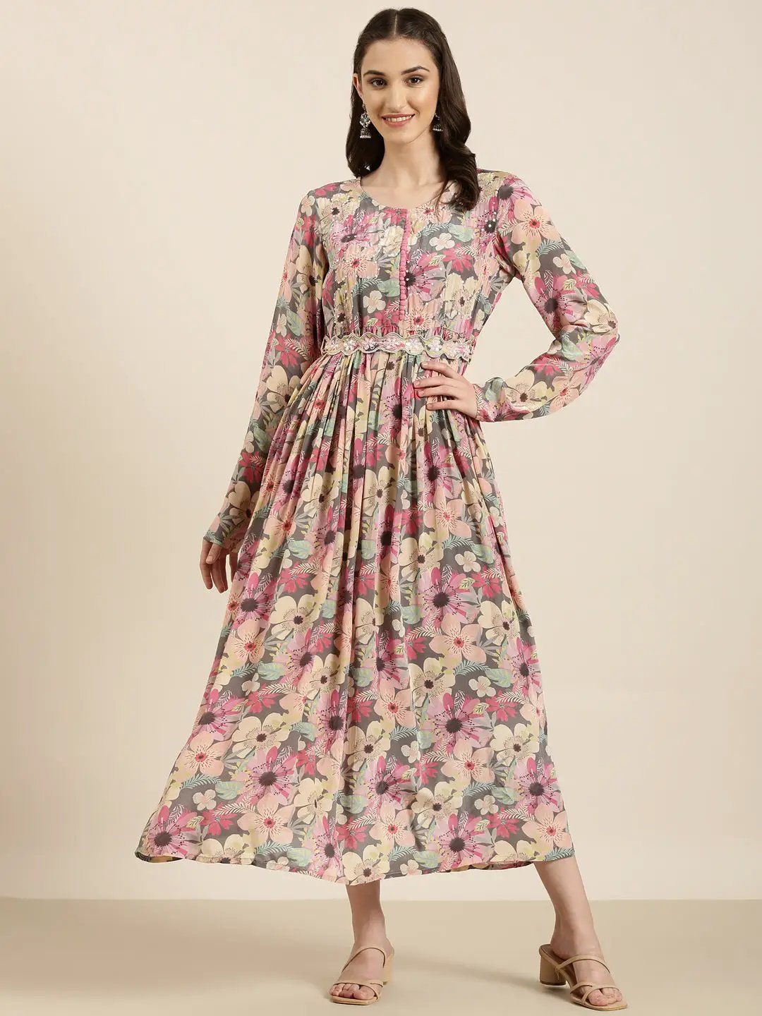 Women's Printed Empire Multi Dress