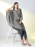 Women's Grey Floral Asymmetric Kurta Set