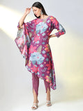 Women's Purple Floral Asymmetric Kurta Set