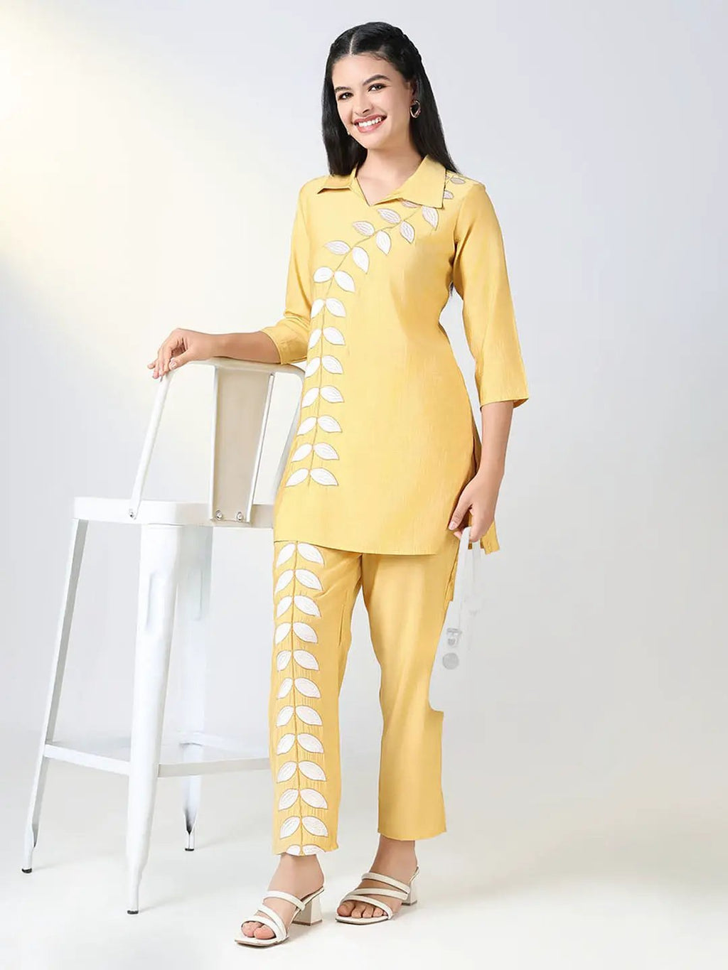 Women's Yellow Embroidered Kurta Set