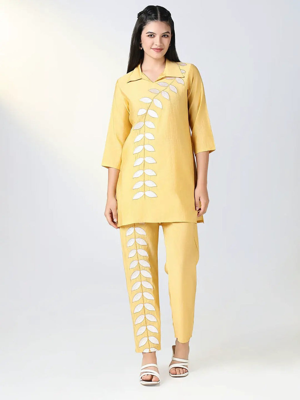 Women's Yellow Embroidered Kurta Set