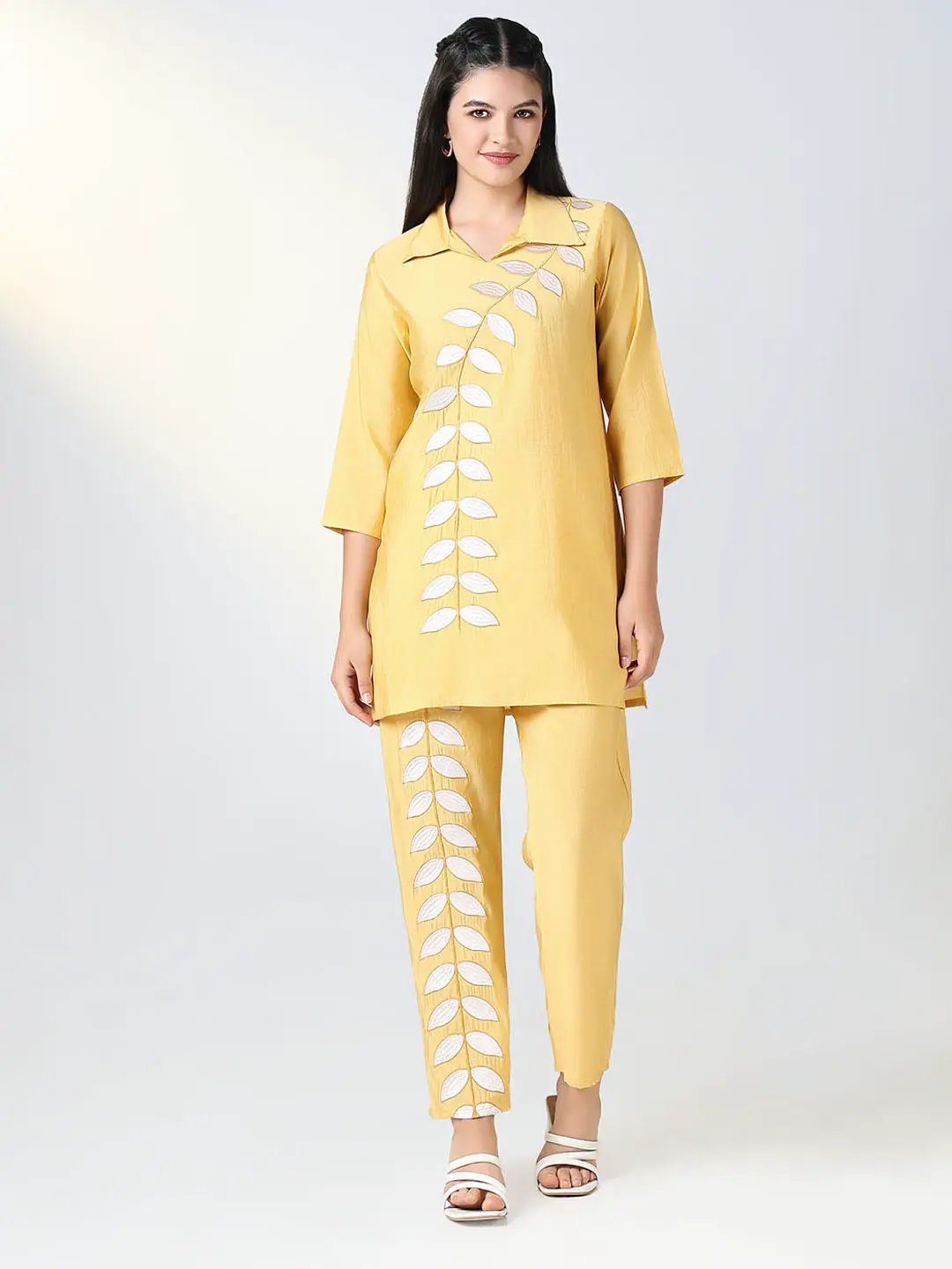 Women's Yellow Embroidered Kurta Set