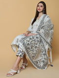 Women's Graphic Off White Straight Kurta Set with Dupatta