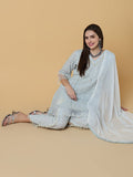Women's Solid Grey A-Line Kurta Set with Dupatta