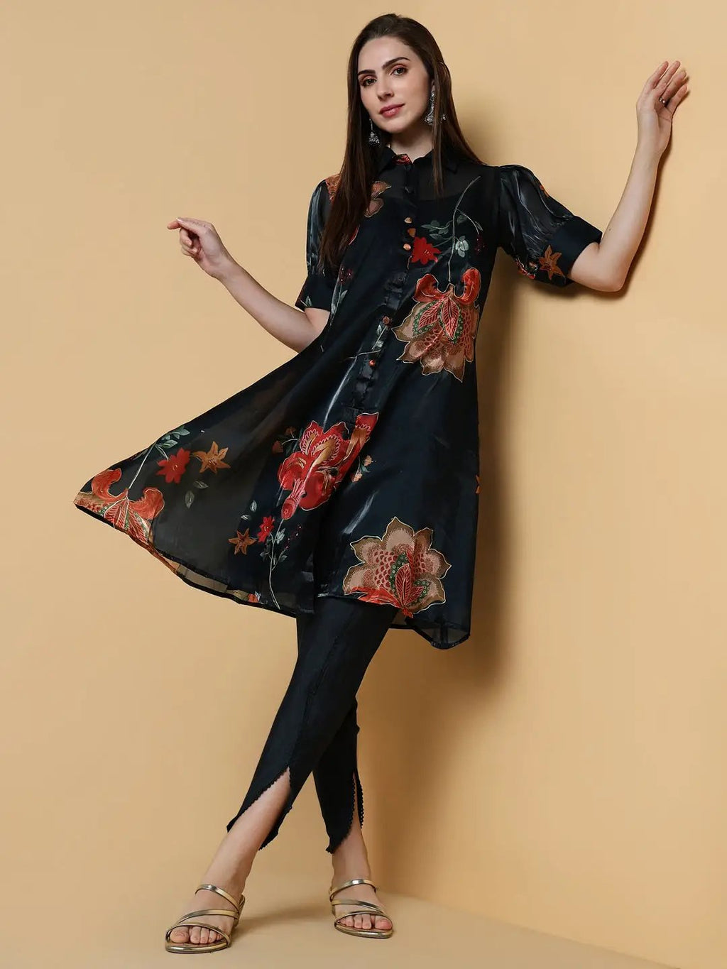 Women's Floral Green A-Line Kurta Set