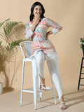Women's Peach Printed Co-ords Set