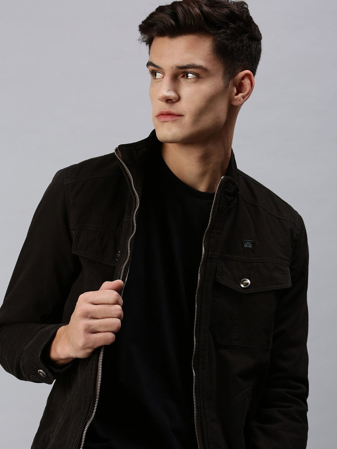 Men's Black Bomber with Embroidered Jacket