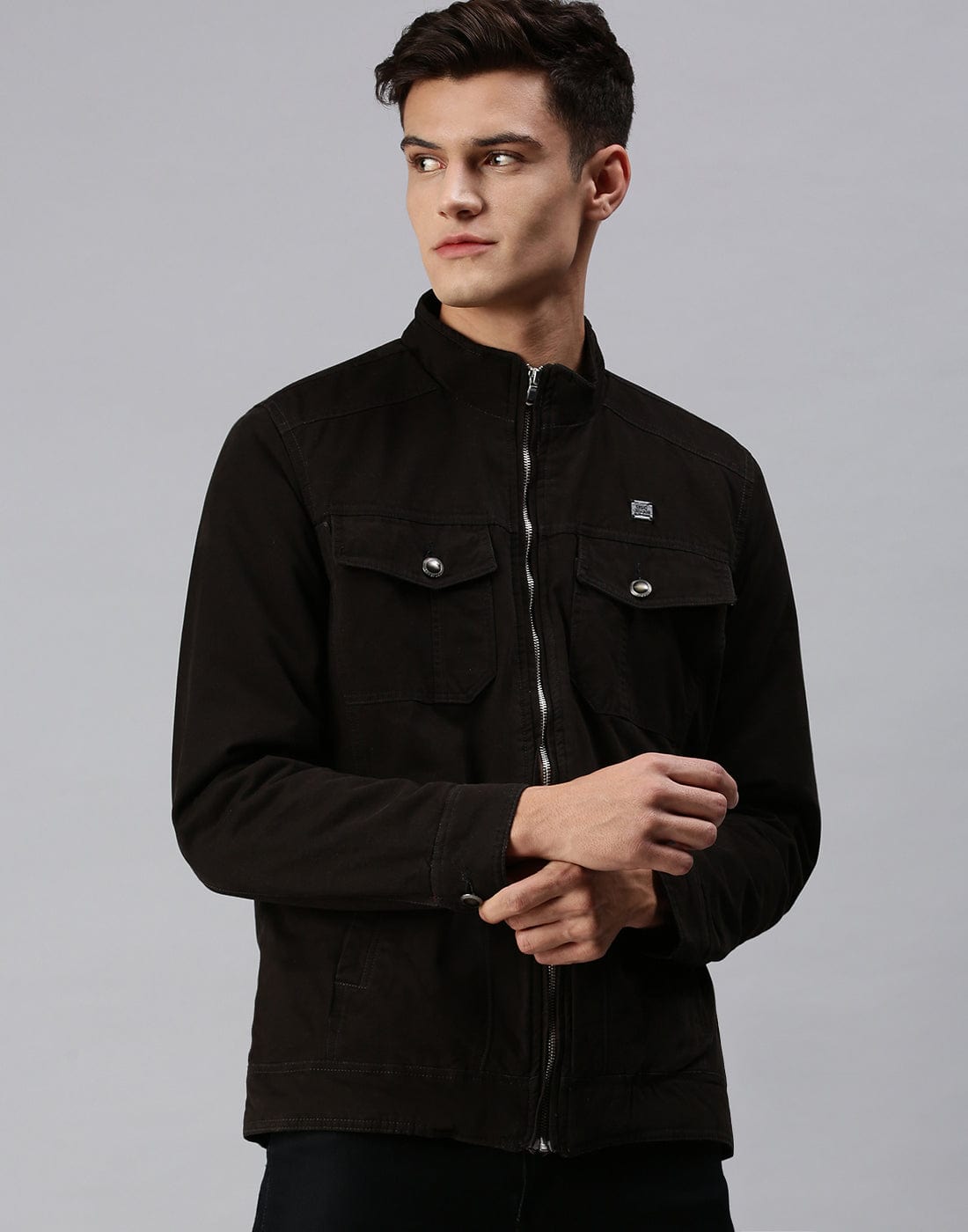 Men's Black Bomber with Embroidered Jacket