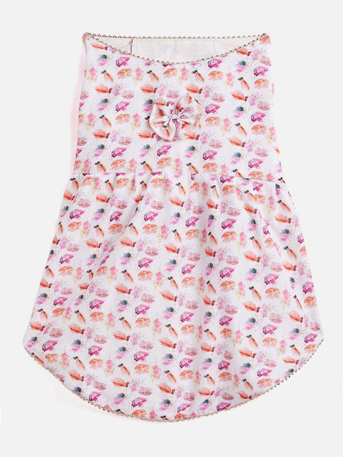 Dogs' White Abstract Printed Cotton Blend Dress