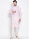 VASTRAMAY Men's Pink Cotton Kurta and Pyjama Set