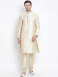 VASTRAMAY Men's Gold Zari Weaved Kurta Pyjama Set