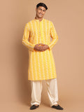 Men's Orange Pure Cotton Chikankari Kurta With Patiala Set
