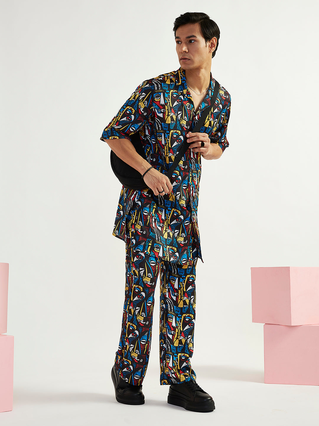 Men's Black Satin Kurta And Pyjama Set