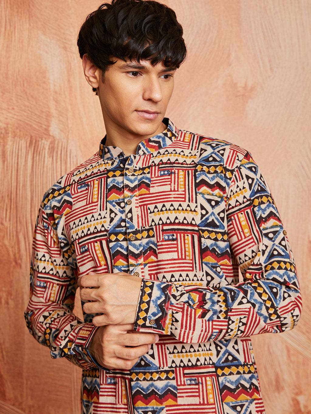 Men's Multi Color Cotton  Kurta And Pyjama Set