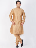 Men's Gold Cotton Silk Blend Kurta and Pyjama Set