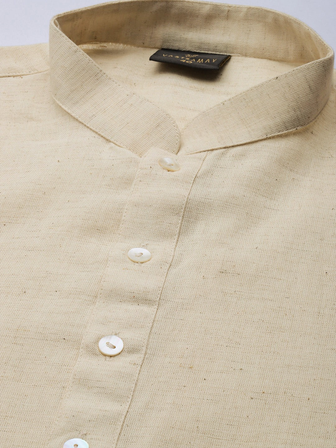 Men's Beige Pure Cotton Kurta With Dhoti Pant Set