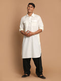 Men's Cream Cotton Blend Pathani Suit Set