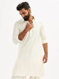 Men’s Solid Cotton Pathani Kurta with Shirt Collar and Full Sleeves