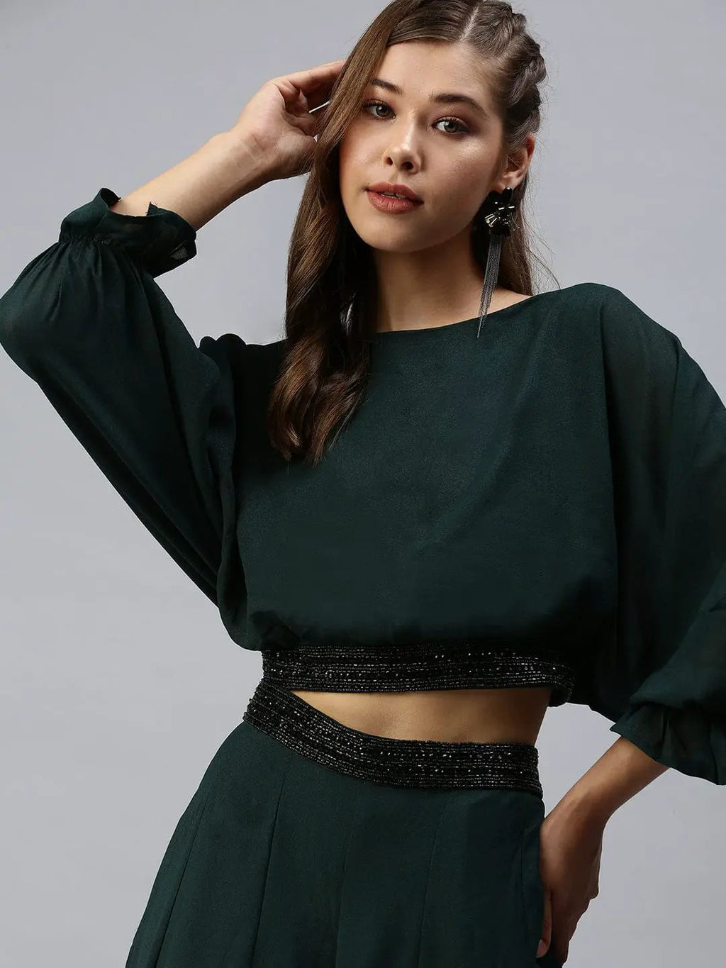 Women's Solid Green Co-Ords Set