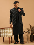 Men's Black Mirror Jodhpuri With Kurta Patiala Set