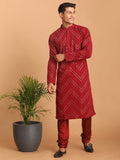 Men's Maroon Mirror Kurta Pyjama Set