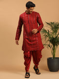 Men's Maroon Mirror Kurta Dhoti Set