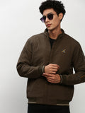 Men's Olive Mock Collar Taslon Bomber Jacket